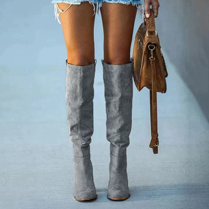 Urban Western Boots  Gray Suede Block Heel Design - Product example