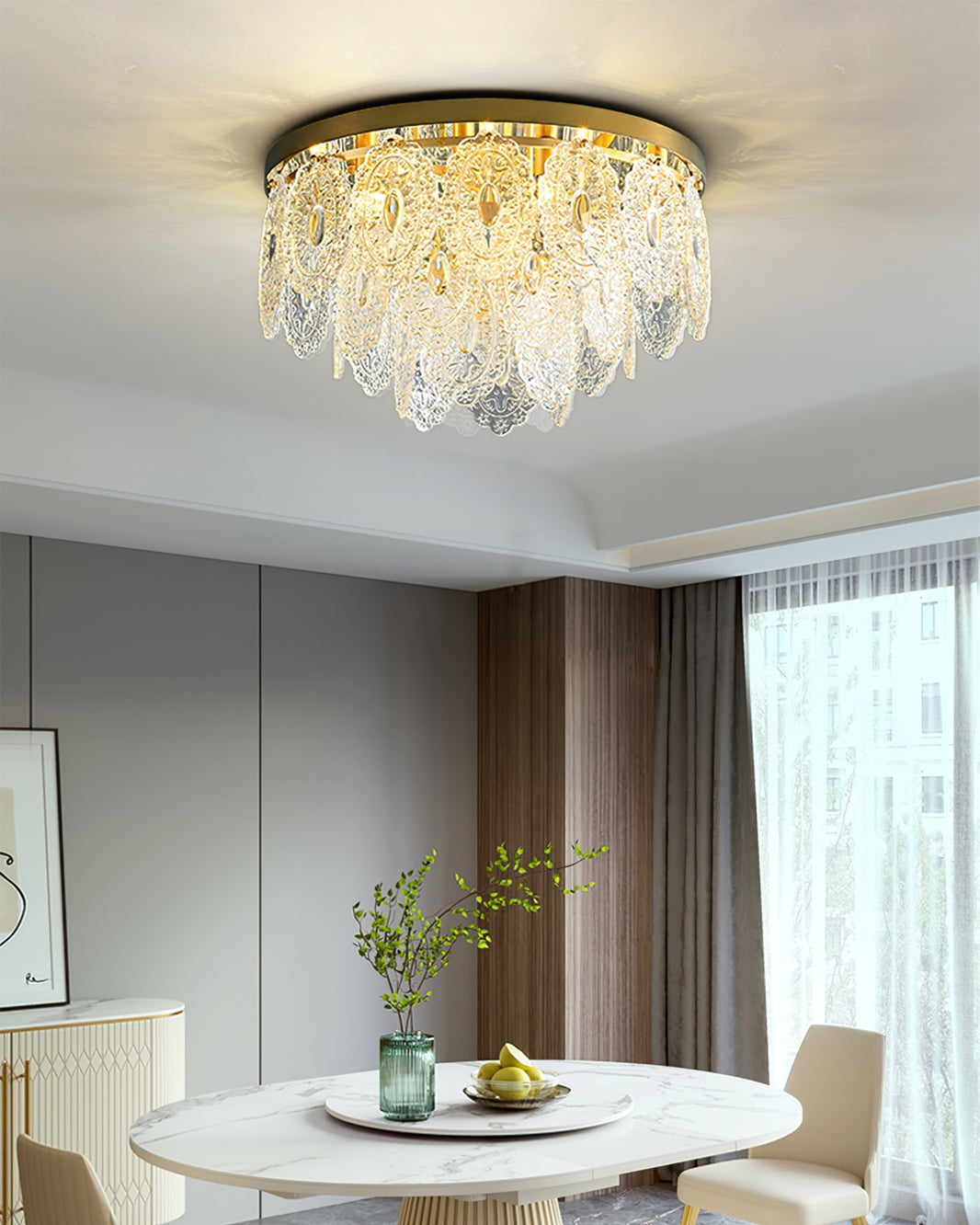 Crystal Ceiling Light Copper Frame Glass Droplets - Product detail 11