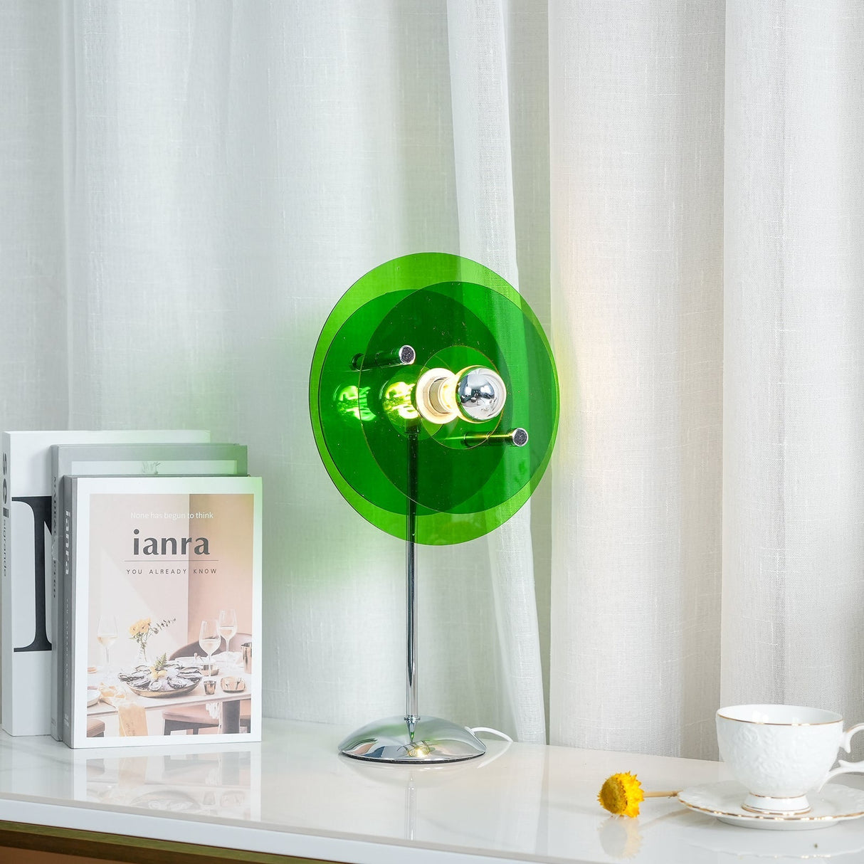 Modern Geometric Table Lamp Orange Acrylic Disc Design - Product detail 9