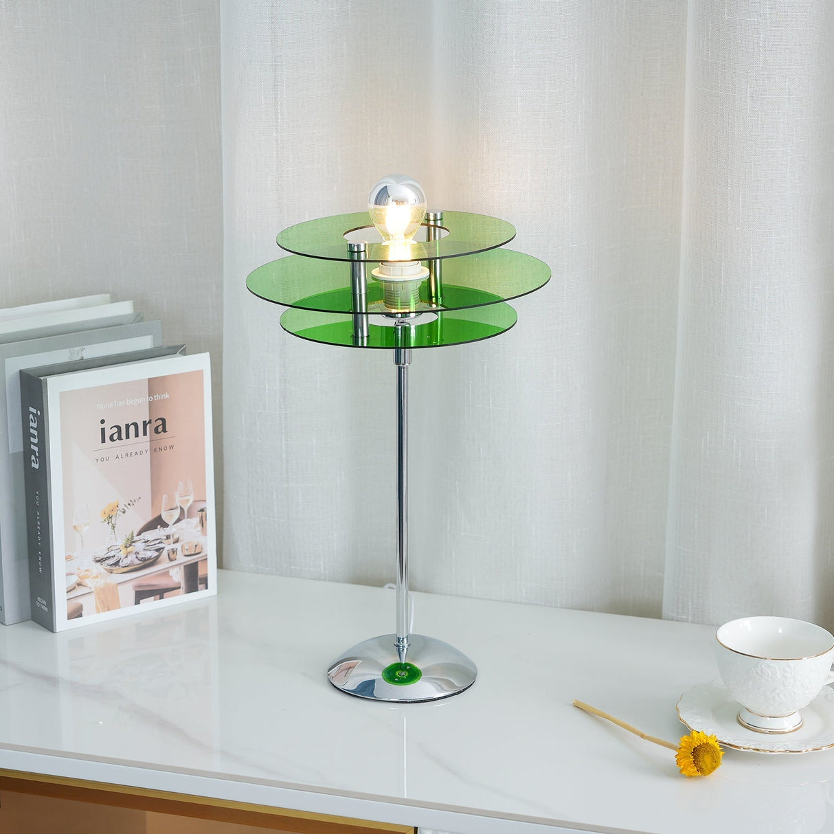 Modern Geometric Table Lamp Orange Acrylic Disc Design - Product detail 8