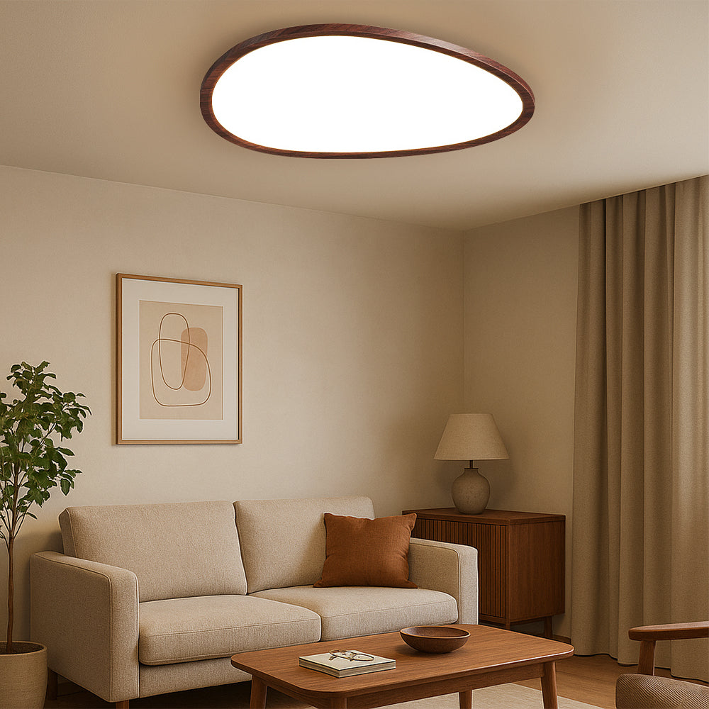 Modern Wooden Ceiling Light Ultra Thin Oval LED Panel - Product example