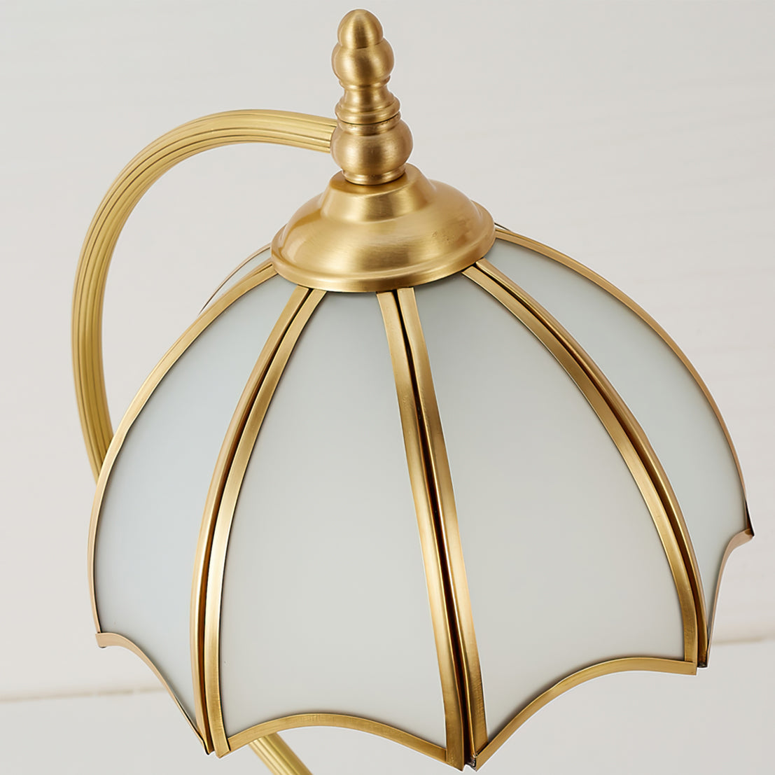 Vintage Table Lamp Brass Umbrella Glass Shade - Product detail 15
