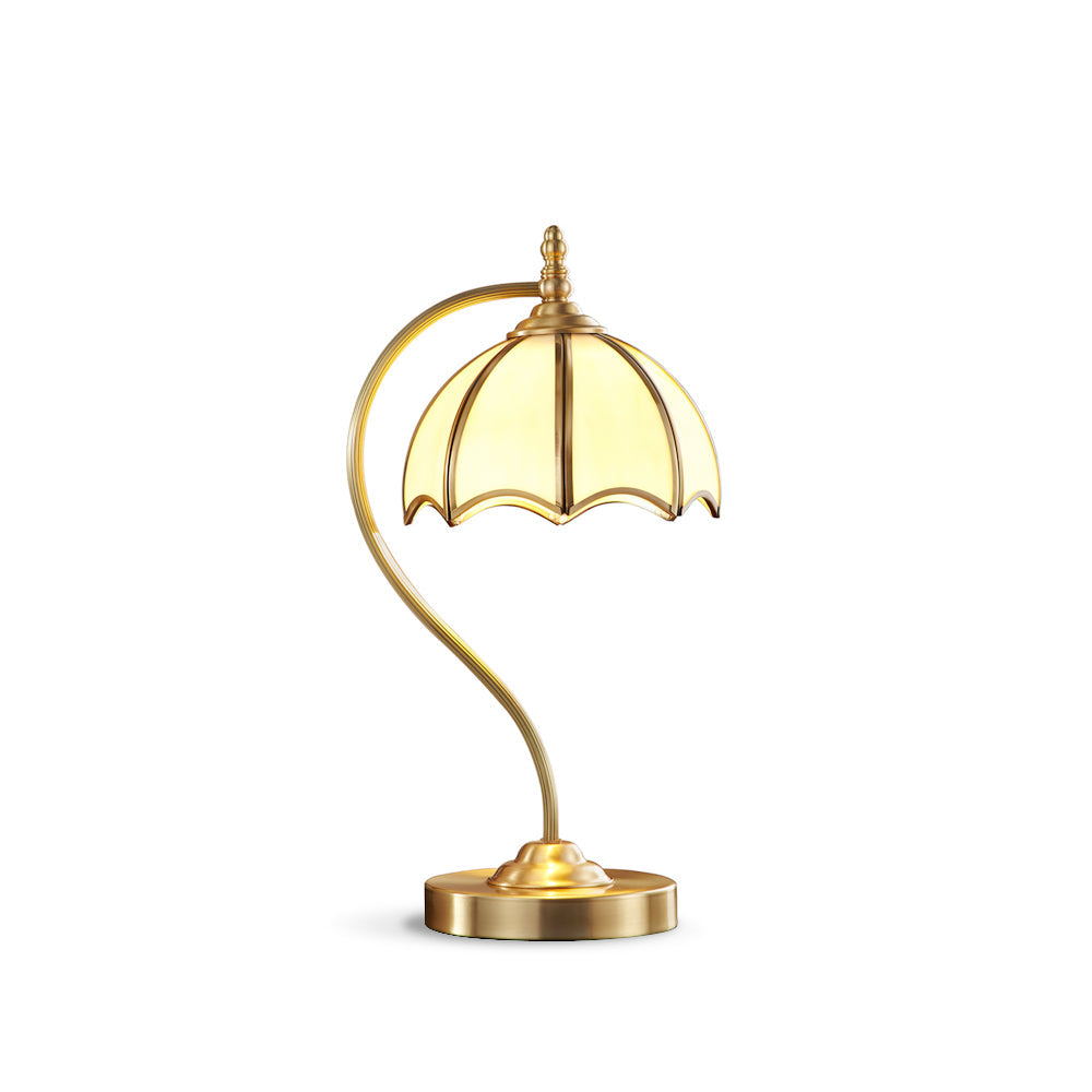 Vintage Table Lamp Brass Umbrella Glass Shade - Product detail 21