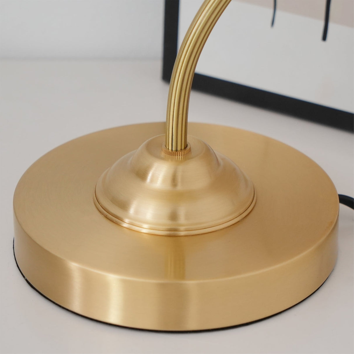 Vintage Table Lamp Brass Umbrella Glass Shade - Product detail 13