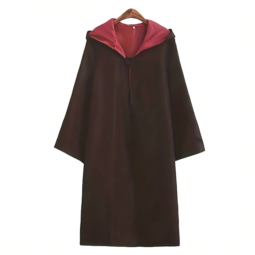 Hooded Halloween Robe  Reversible Brown and Red Design - Product showcase