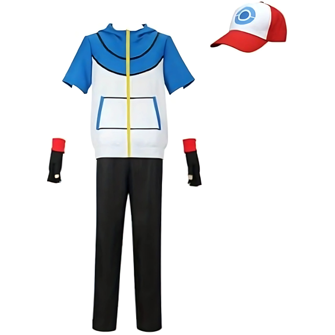 Anime Trainer Costume Set Blue White Short Sleeve Collection - Product showcase