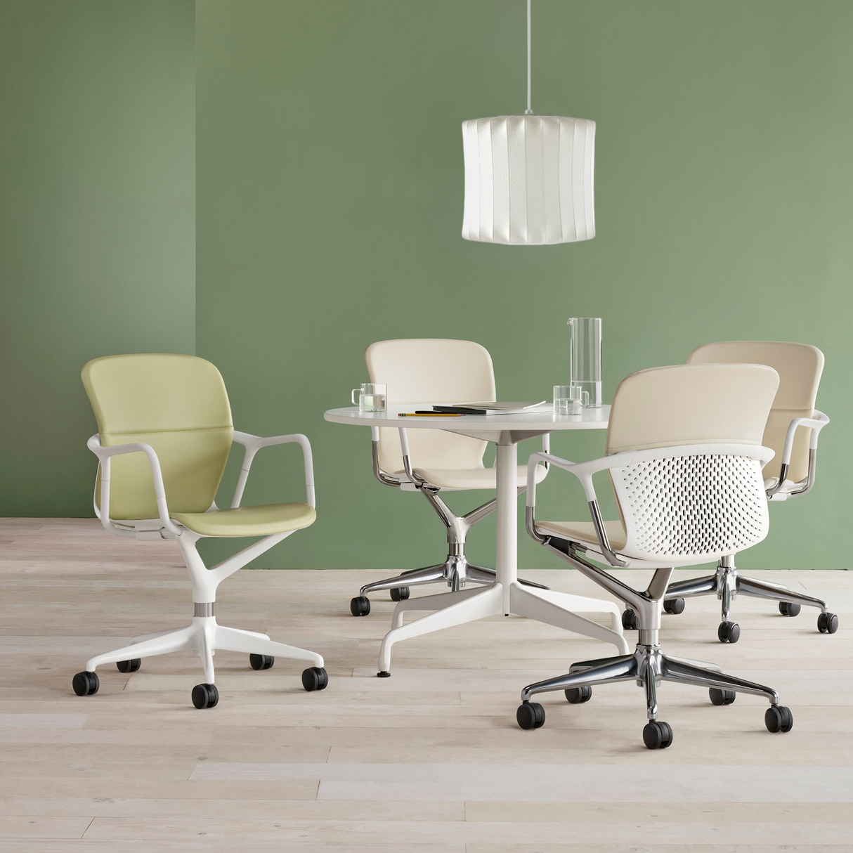 Modern Pendant Light Pleated Silk Shade Design - Detailed view