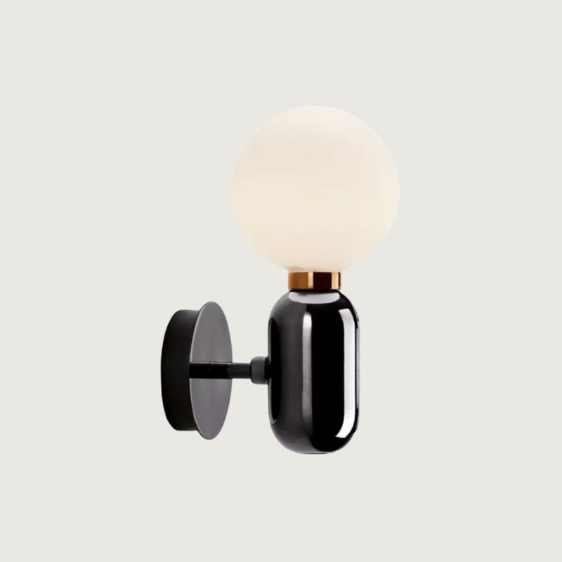 Modern Wall Light Black Metal Globe Sconce - Product showcase