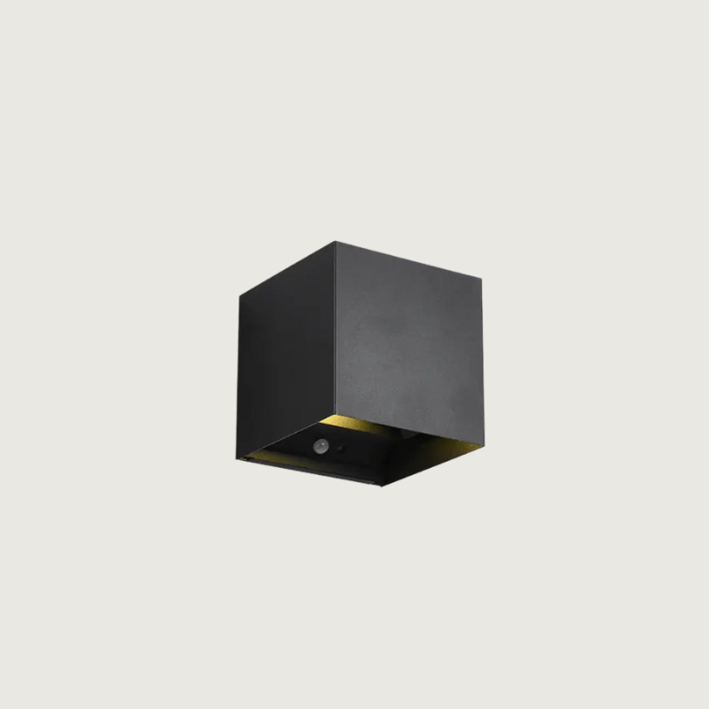 Modern Wall Light Black Cube LED Motion Sensor - Product showcase