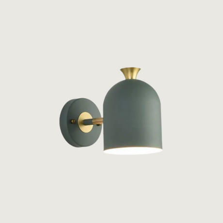 Modern Wall Sconce  Sage Green Metal With Brass Accent - Product showcase