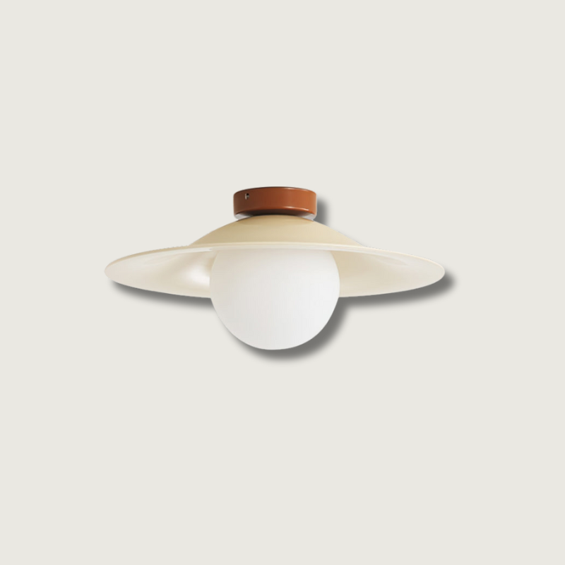 Modern Ceiling Light Wide Metal Shade Glass Globe Design - Product showcase