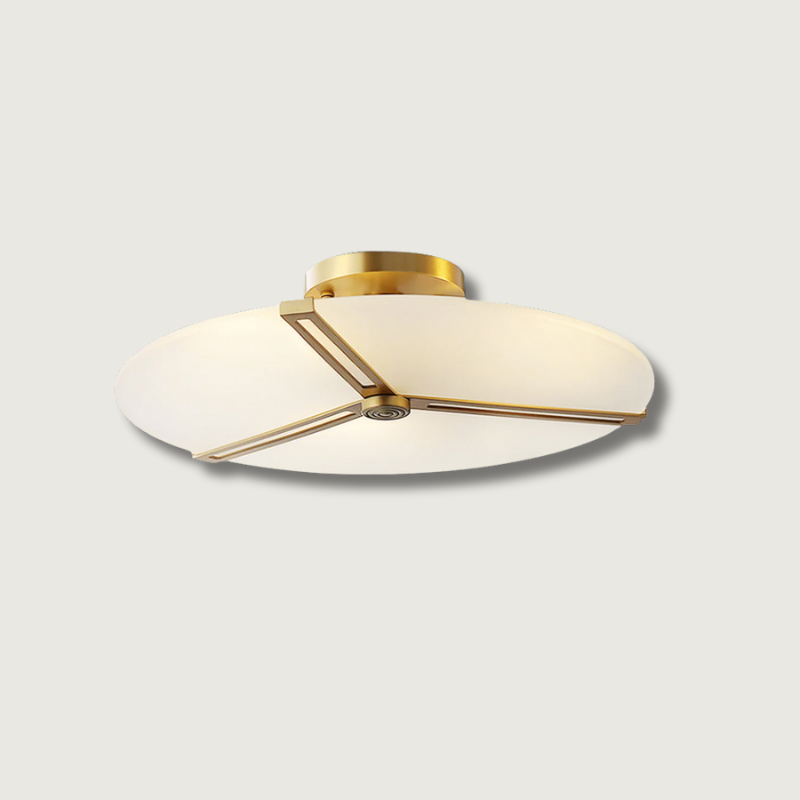 Modern Ceiling Light Glass Disc with Brass Frame - Product showcase