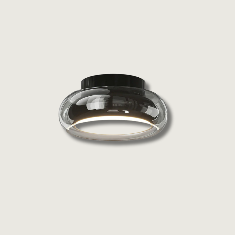 Modern Glass Ceiling Light Rounded Edge Black Frame - Product showcase