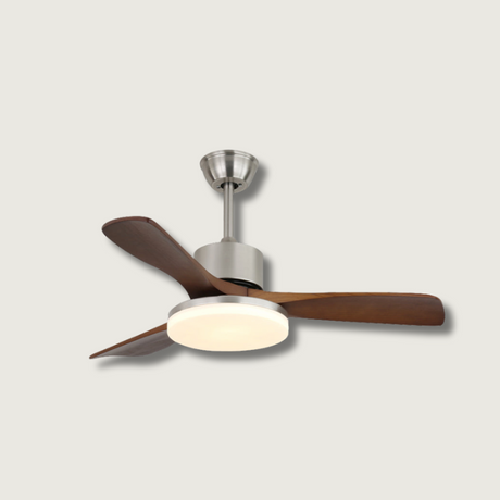 Modern Wooden Ceiling Fan  Brushed Nickel LED Light Kit - Product showcase