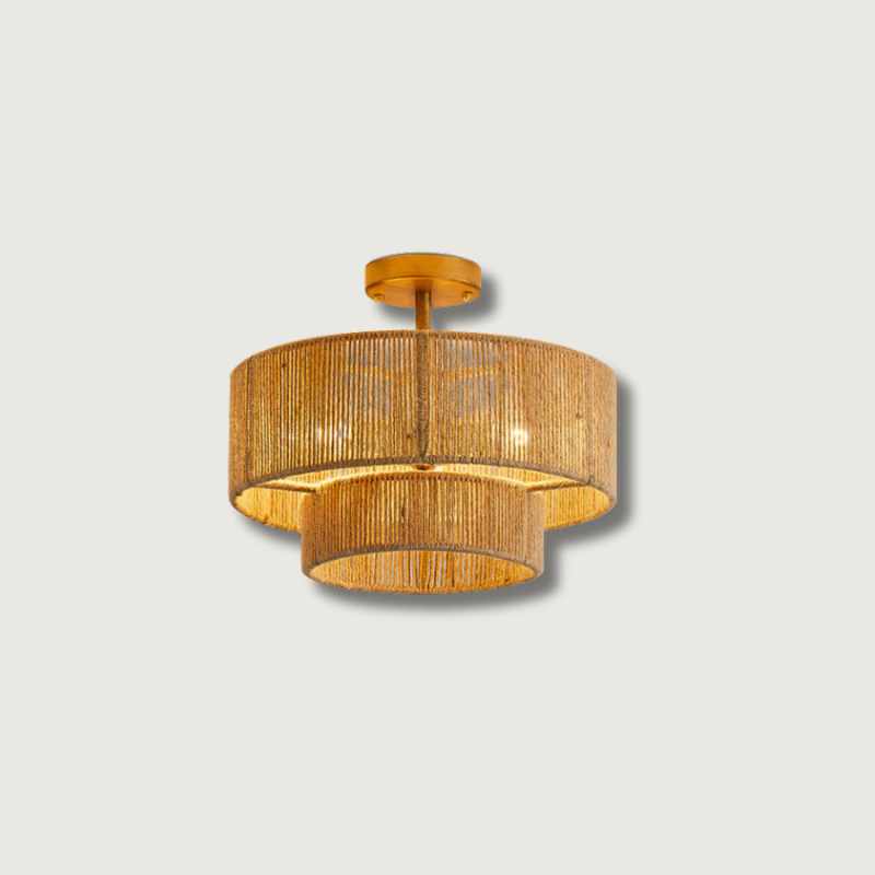 Natural Hemp Ceiling Light Double Layer Rope Design - Product showcase