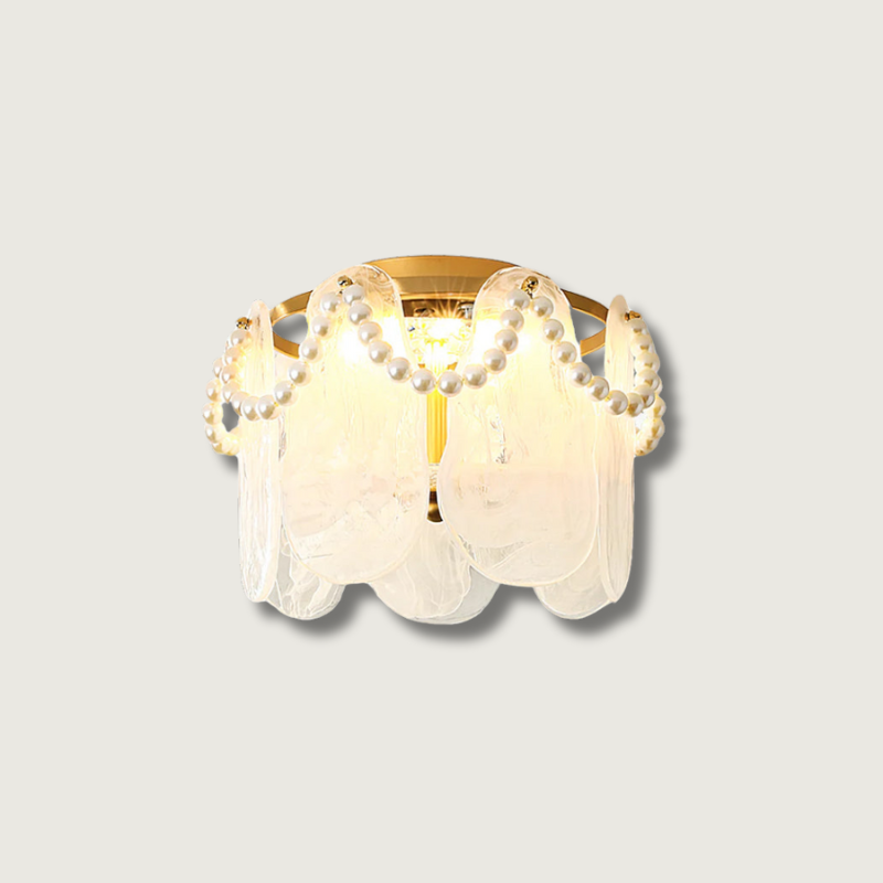 Pearl Ceiling Light Golden Frame With Glass Panels - Product showcase