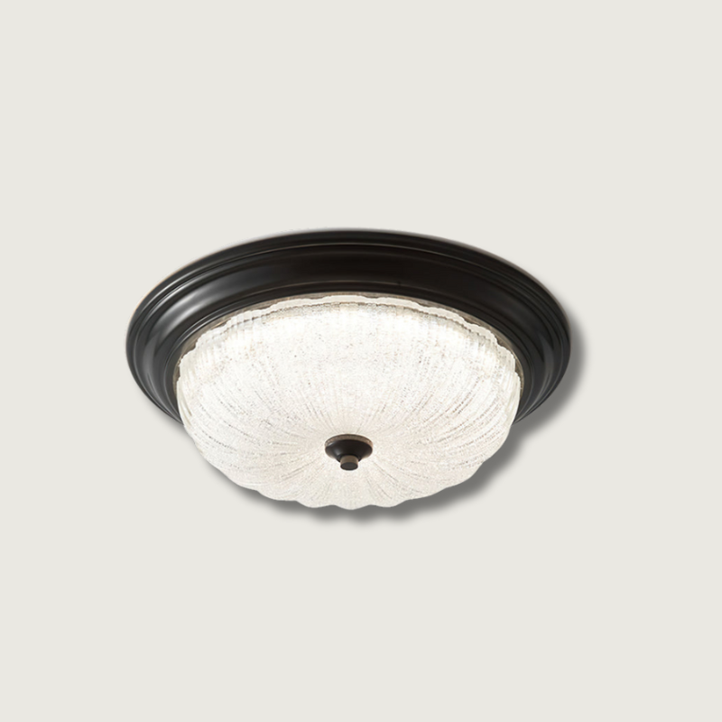 Modern Flush Mount Ceiling Light Glass Dome with Bronze Trim - Product showcase