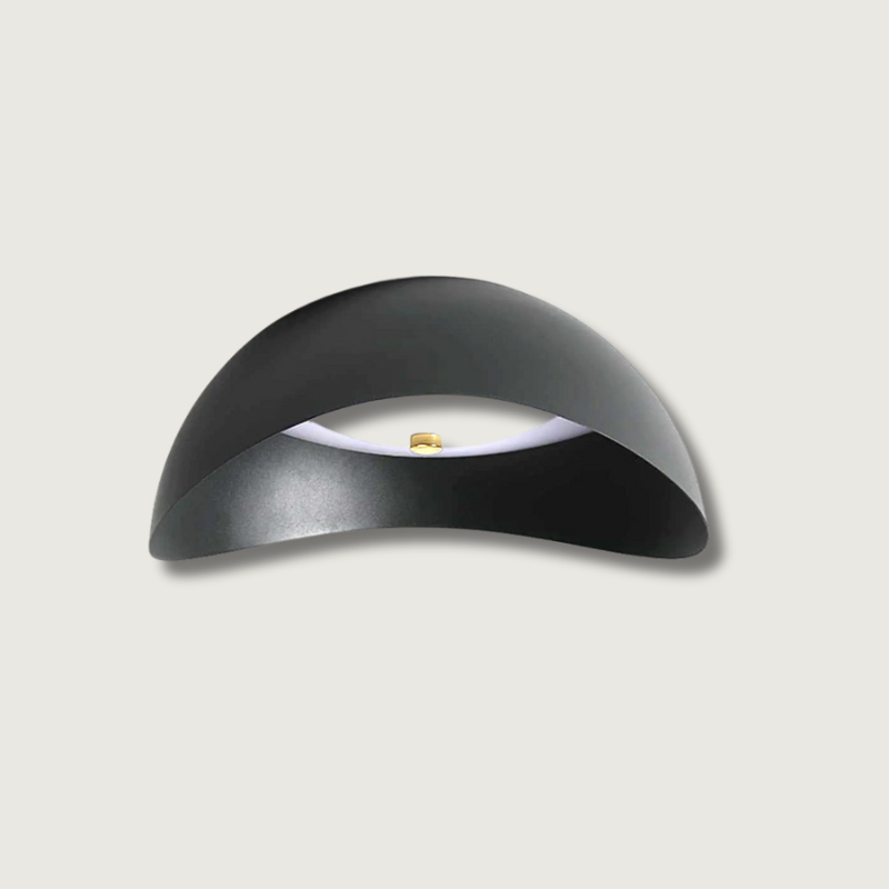 Modern LED Ceiling Light Curved Black Metal Ring Design - Product showcase