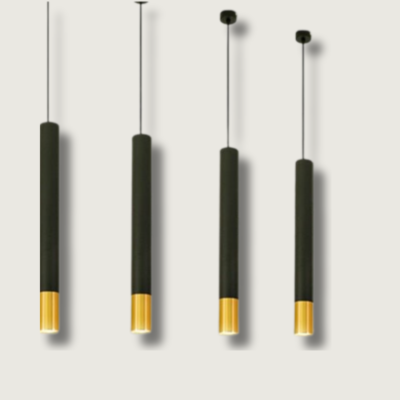 Modern Pendant Light Black Gold Cylinder Design - Product showcase