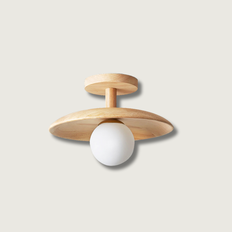 Modern Wood Ceiling Light  Natural Ash Globe Design - Product showcase