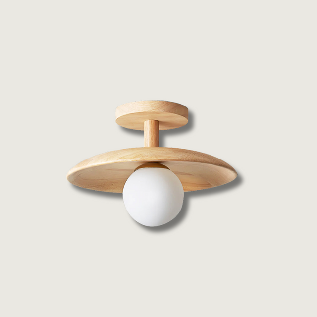 Modern Wood Ceiling Light  Natural Ash Globe Design - Product showcase