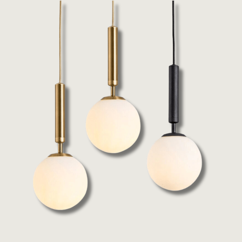 Modern Globe Pendant Light Brass Cylinder Design - Product showcase