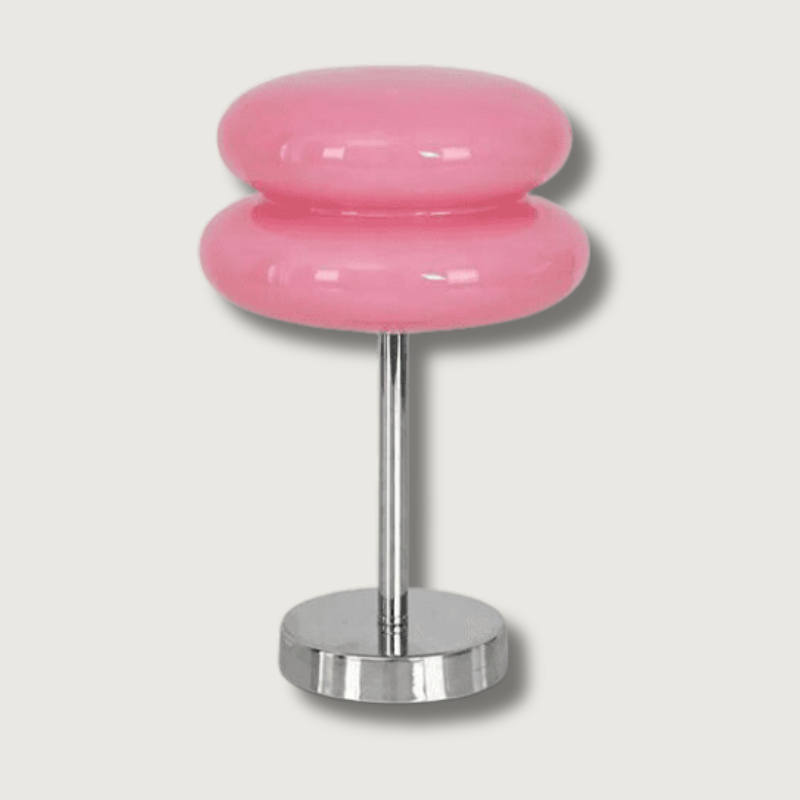 Modern Glass Table Lamp Pink Double Ring Design - Product showcase
