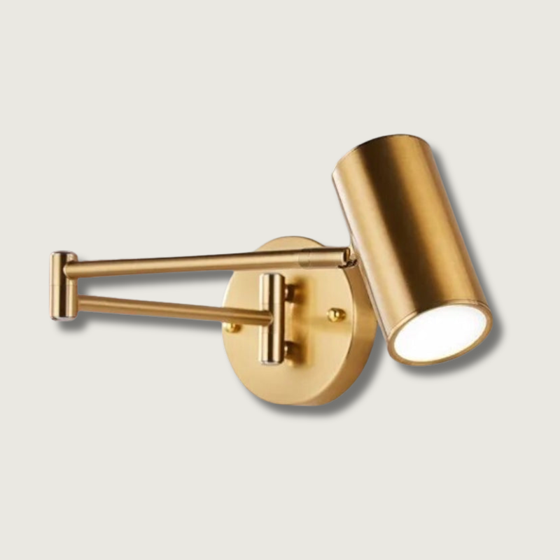 Modern Adjustable Wall Light Brushed Gold Swing Arm Design - Product showcase