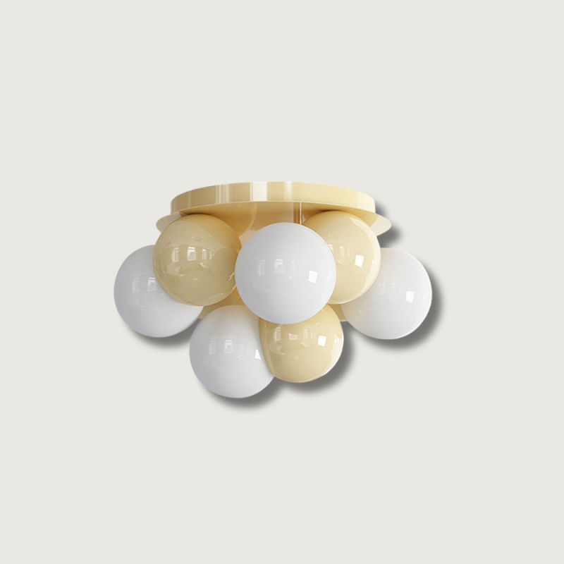 Modern Bubble Ceiling Light Cream Glass Spheres Design - Product showcase