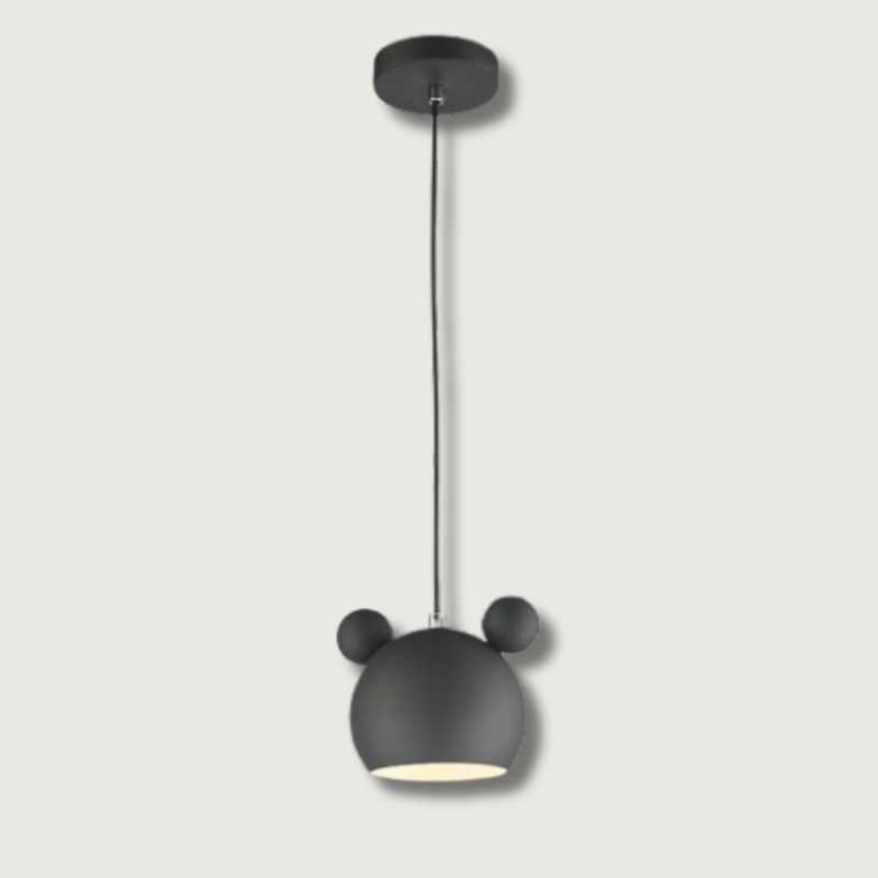 Kids Pendant Light  Mouse Shape Design in Gray Metal - Product showcase