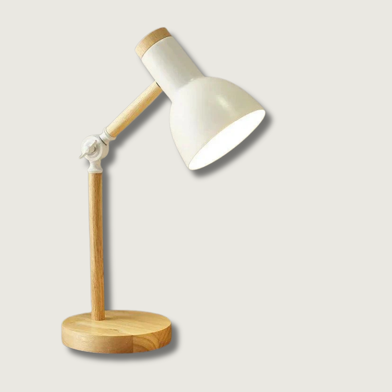 Scandinavian Table Lamp Natural Wood Base Design - Product showcase