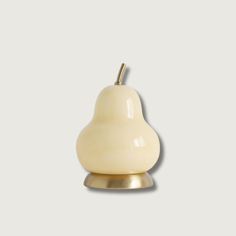 Pear Glass Table Lamp Cream Shade With Gold Base - Product showcase