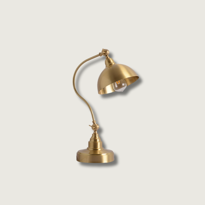 Brass Table Lamp Adjustable Dome Shade Design - Product showcase