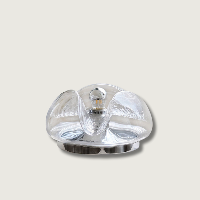 Modern Glass Table Lamp Wave Design Chrome Base - Product showcase