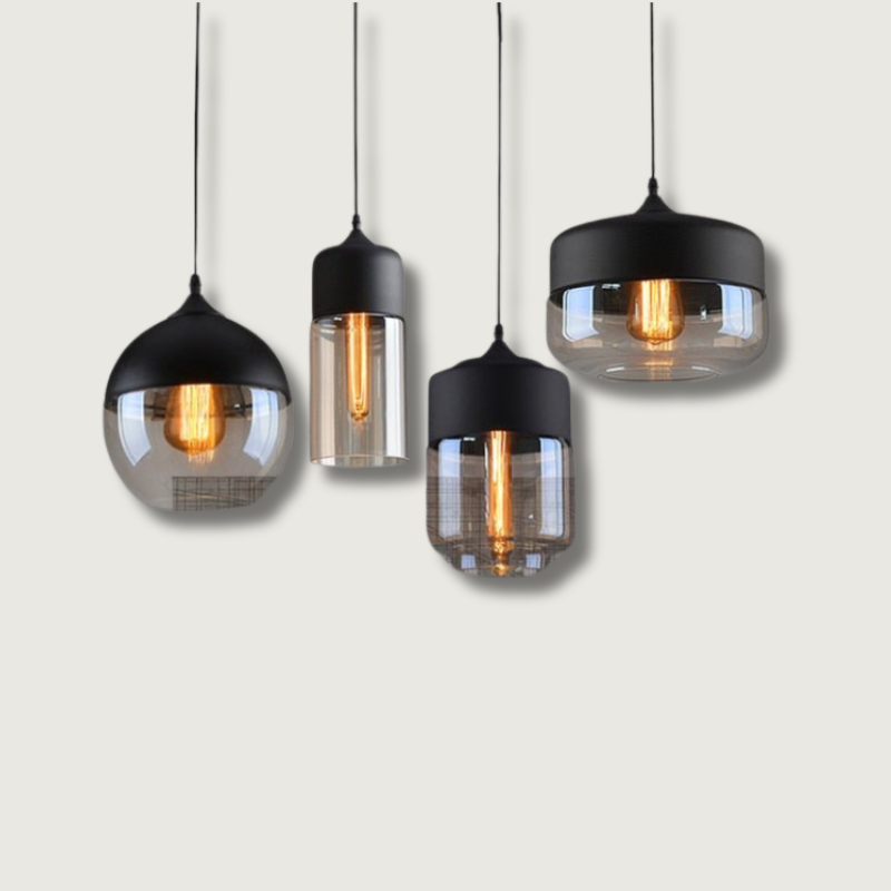 Modern Pendant Light Glass Globe Industrial Design - Product showcase