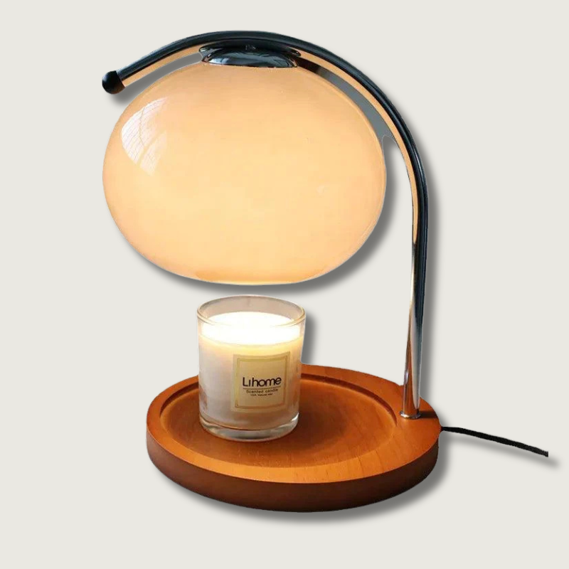 Retro Glass Table Lamp Candle Warmer with LED Light - Product showcase