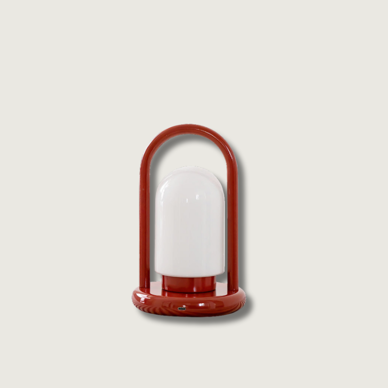 Portable LED Table Lamp Modern Metal Frame Glass Shade - Product showcase