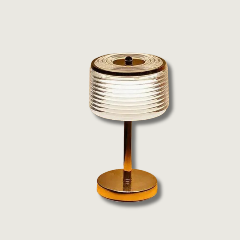 Modern Ring Table Lamp Layered Glass Shade With Gold Base - Product showcase