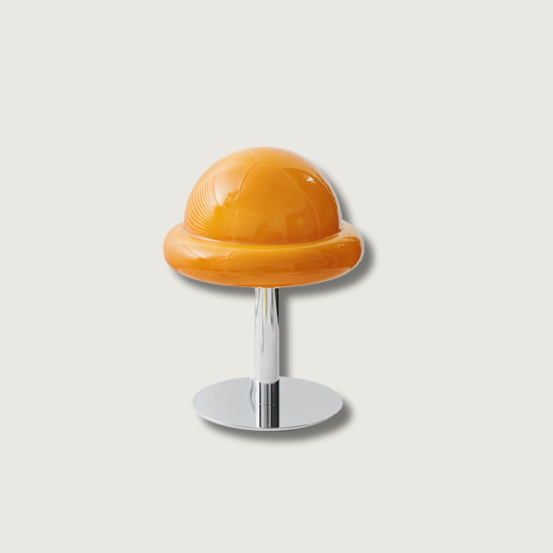 Space Age Table Lamp Orange Glass Mushroom Design - Product showcase