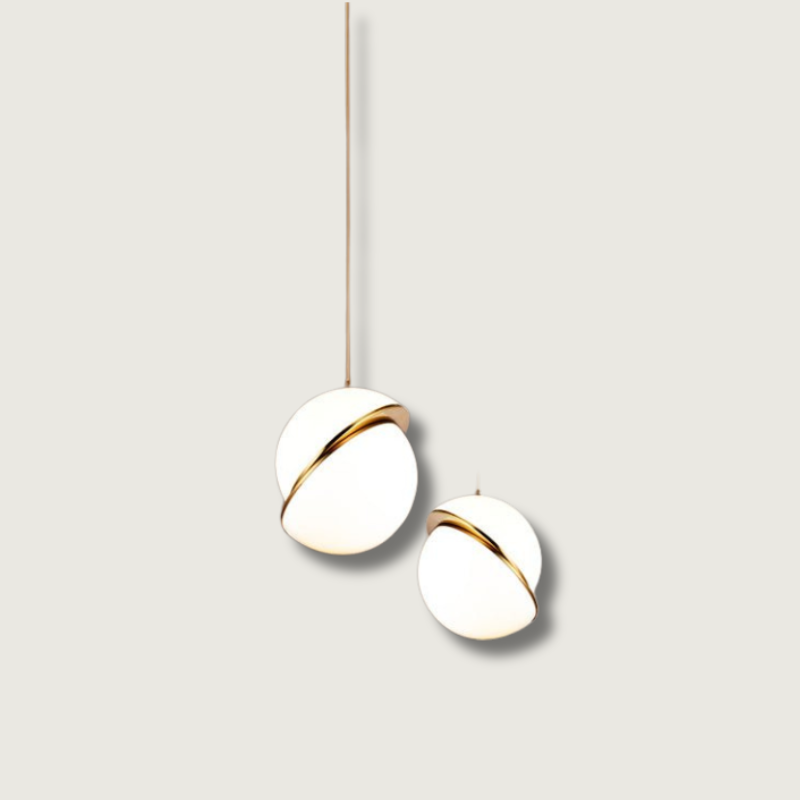 Modern Pendant Light Spherical White Globe Design - Product showcase