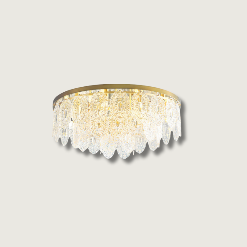 Crystal Ceiling Light Copper Frame Glass Droplets - Product showcase