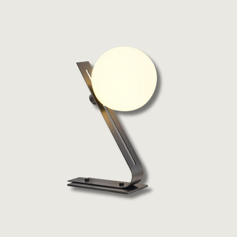 Modern Table Lamp Glass Globe Brass Frame Design - Product showcase