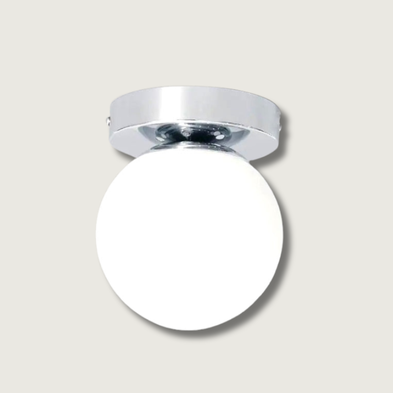 Modern Globe Ceiling Light  White Glass LED Fixture - Product showcase