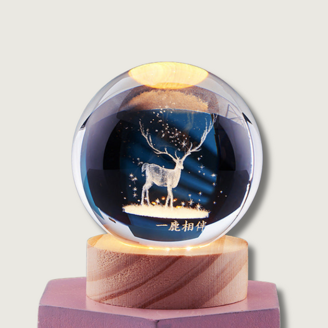 Crystal Night Lamp  3D Deer Design With LED Base - Product showcase