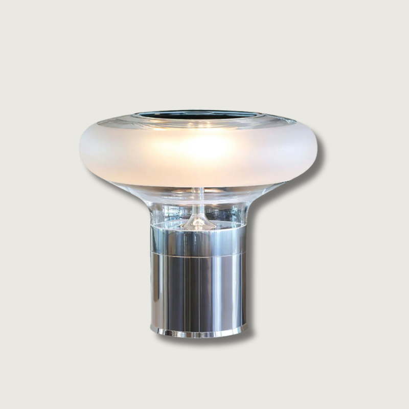Modern Glass Table Lamp Frosted Shade With Chrome Base - Product showcase