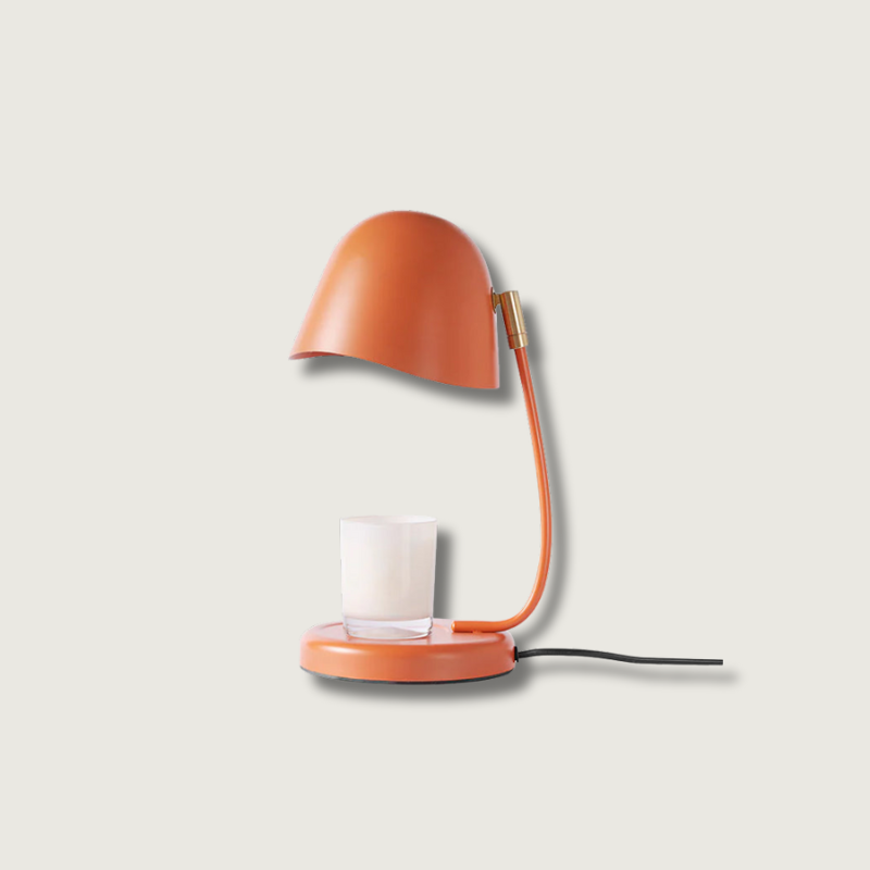 Modern Table Lamp Curved Metal Shade with Candle Holder - Product showcase