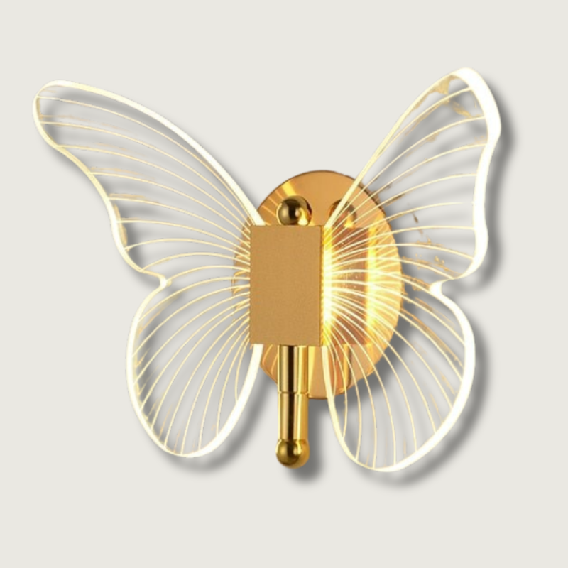 Butterfly Wall Light Acrylic Wings Gold Frame - Product showcase
