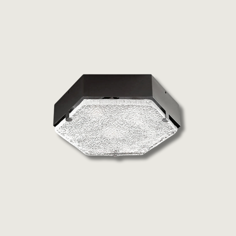 Hexagonal Ceiling Light Black Metal Glass Shade - Product showcase