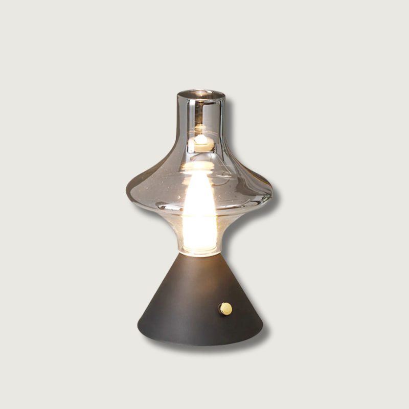 Vintage Table Lamp Glass Hourglass Design - Product showcase