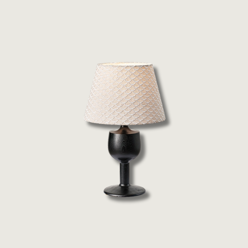 Mermaid Scale Table Lamp Black Wood Base - Product showcase